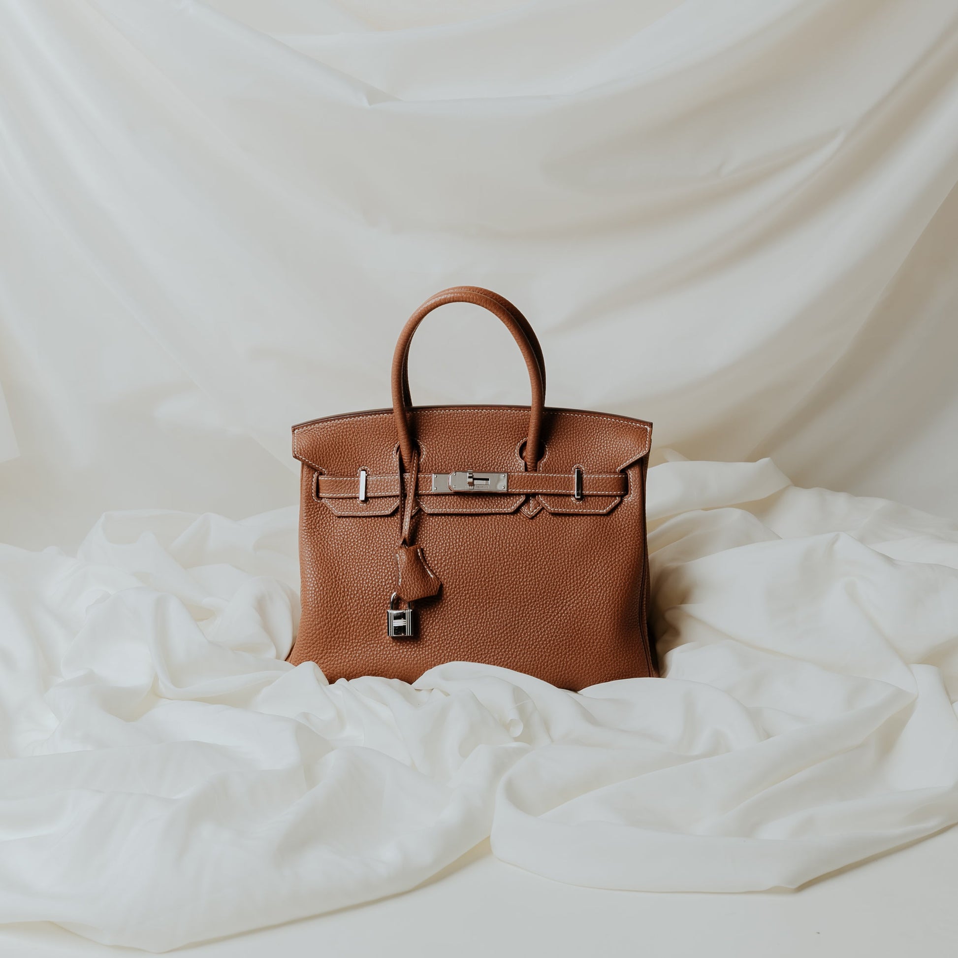 Hermes Birkin 30 in Gold, Togo Leather — Side View