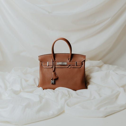 Hermes Birkin 30 in Gold, Togo Leather — Side View