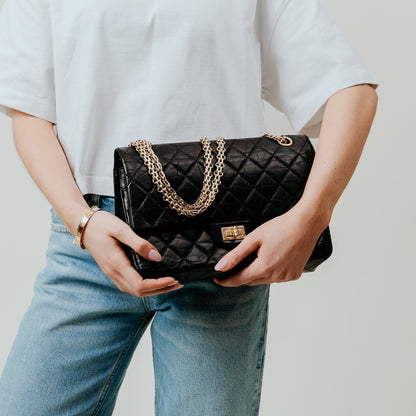 Chanel Shoulder Bag 2.55 Reissue in Black, Crinkled Calfskin Leather — Alternate View 10