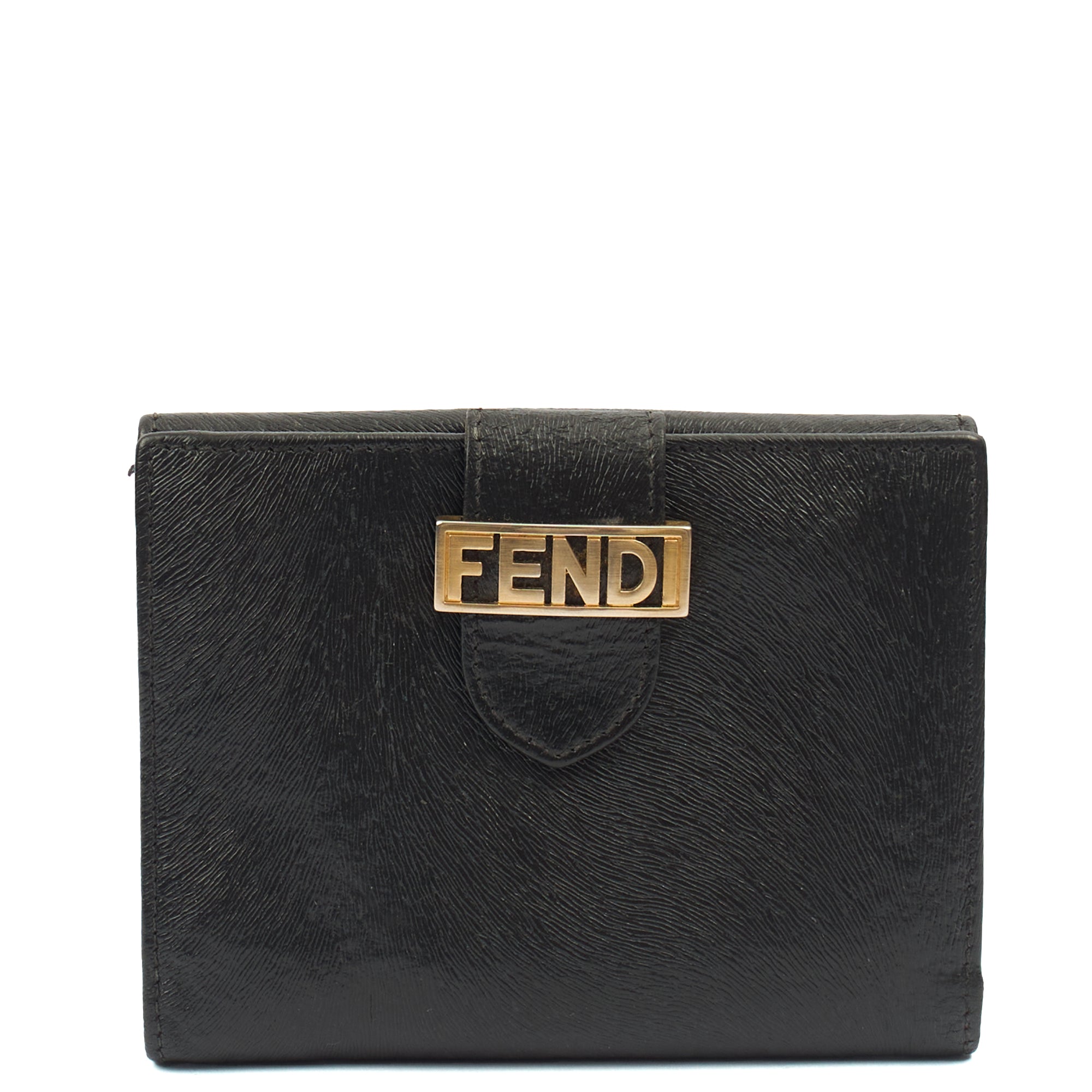 Fendi Wallet Bifold Wallet in Black, Leather — Front View