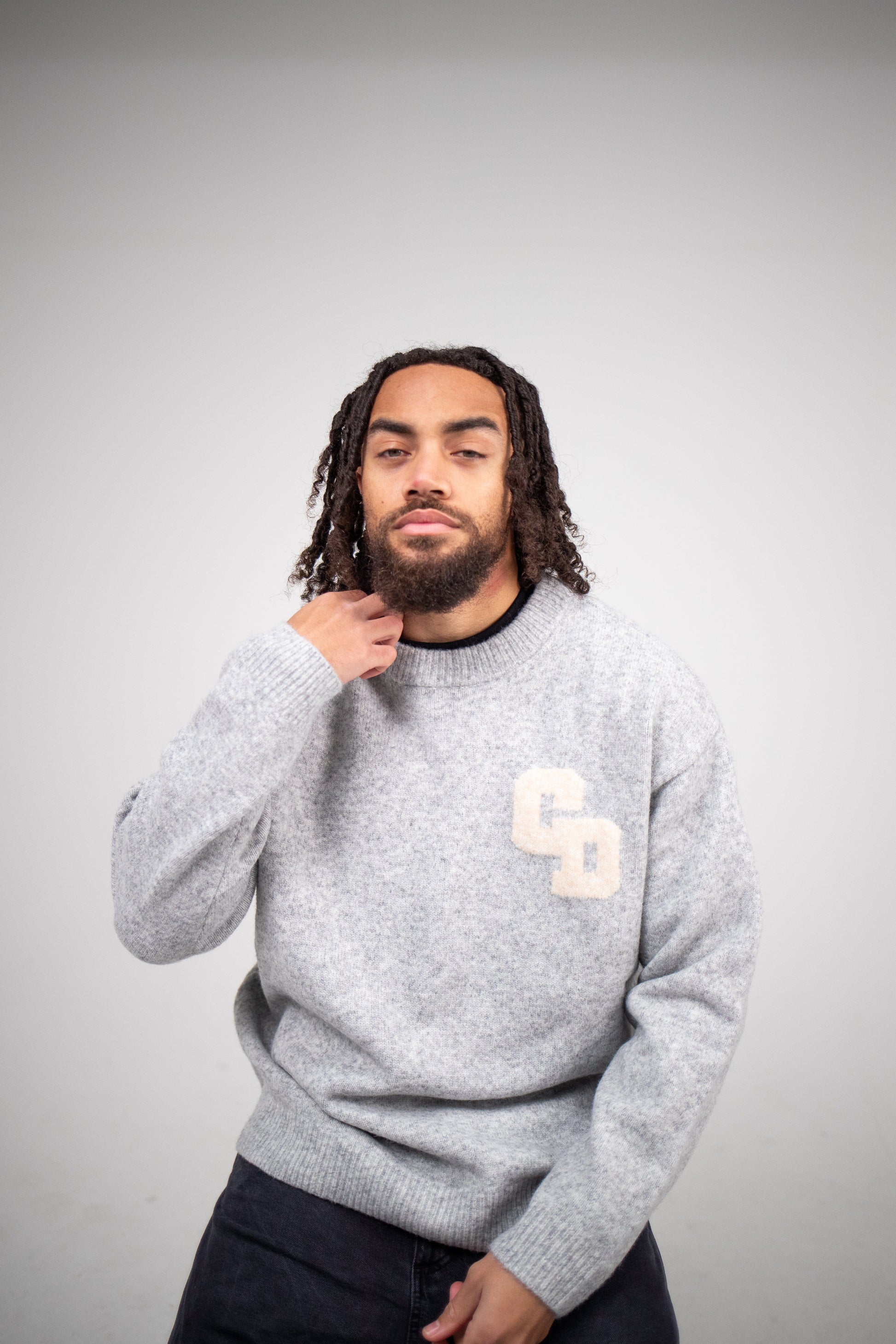 Cardair CD Logo Knit Sweater - Grey — S — Side View