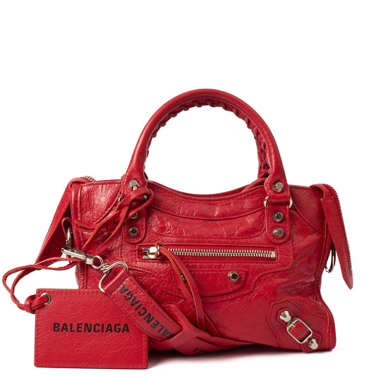Balenciaga Mini Bag Classic City - Small in Red, Agneau (Lambskin) — Front View