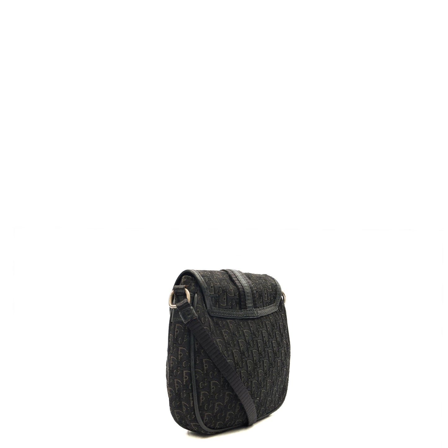 Christian Dior Cross Body Trotter Pouch in Black, Diorissimo Canvas — Side View