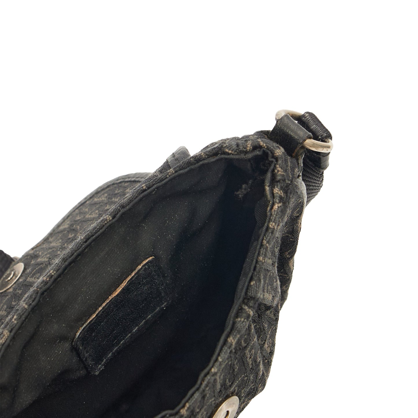 Christian Dior Cross Body Trotter Pouch in Black, Diorissimo Canvas — Detail View