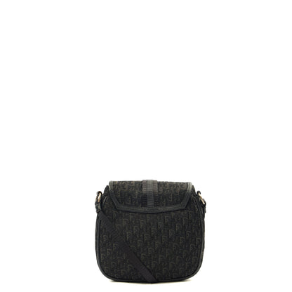 Christian Dior Cross Body Trotter Pouch in Black, Diorissimo Canvas — Back View