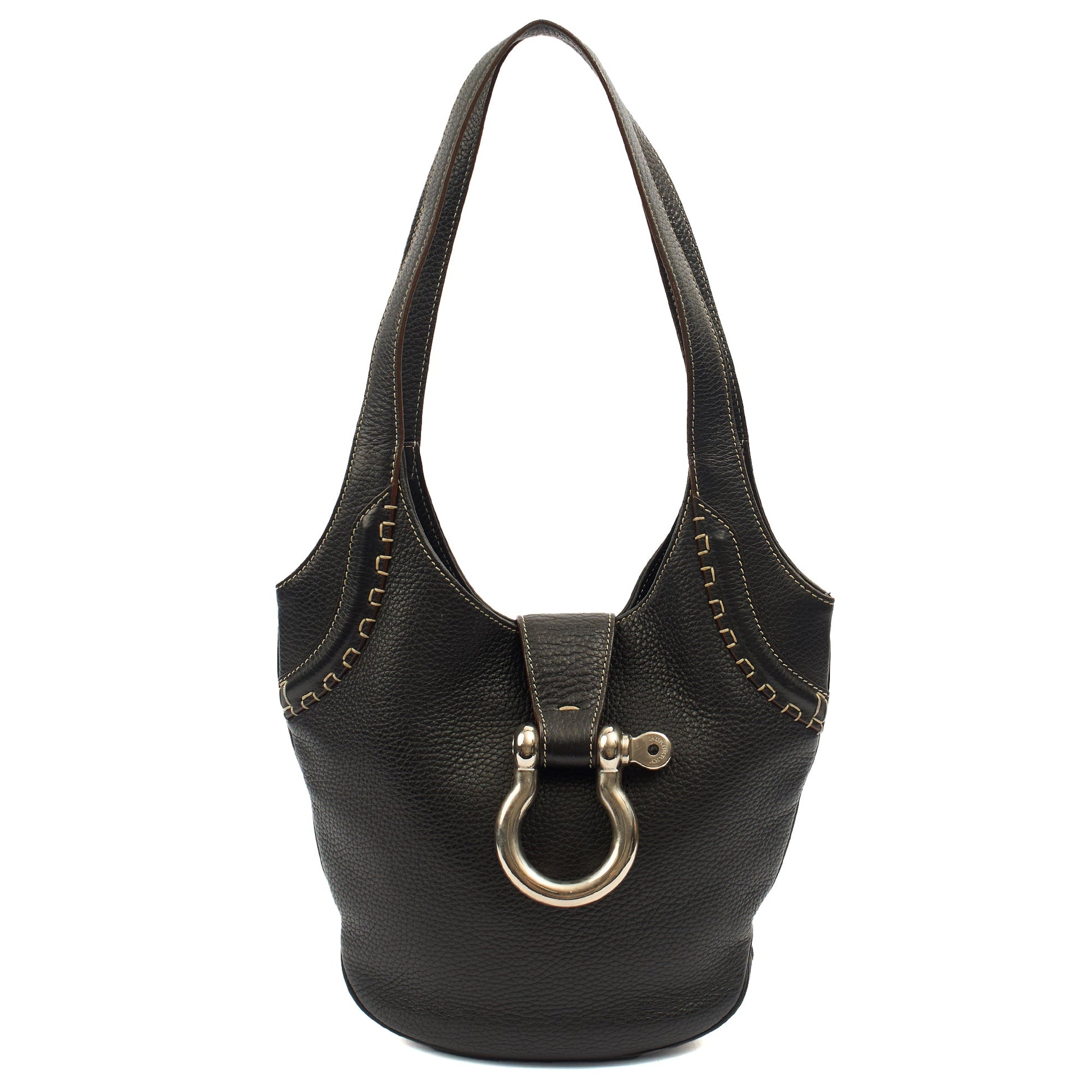 Burberry Shoulder Bag Vintage Shoulder Bag in Black, Leather — Front View