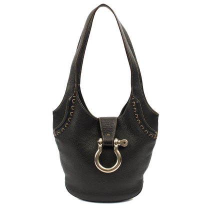 Burberry Shoulder Bag Vintage Shoulder Bag in Black, Leather — Front View