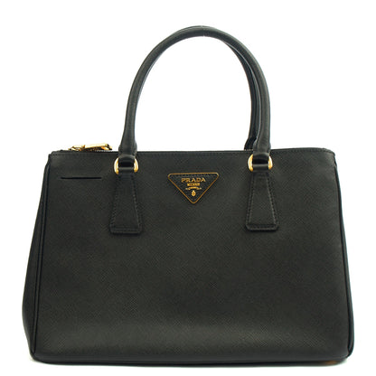 Prada Tote Galleria - Medium Double Zip Tote in Black, Saffiano Leather — Front View