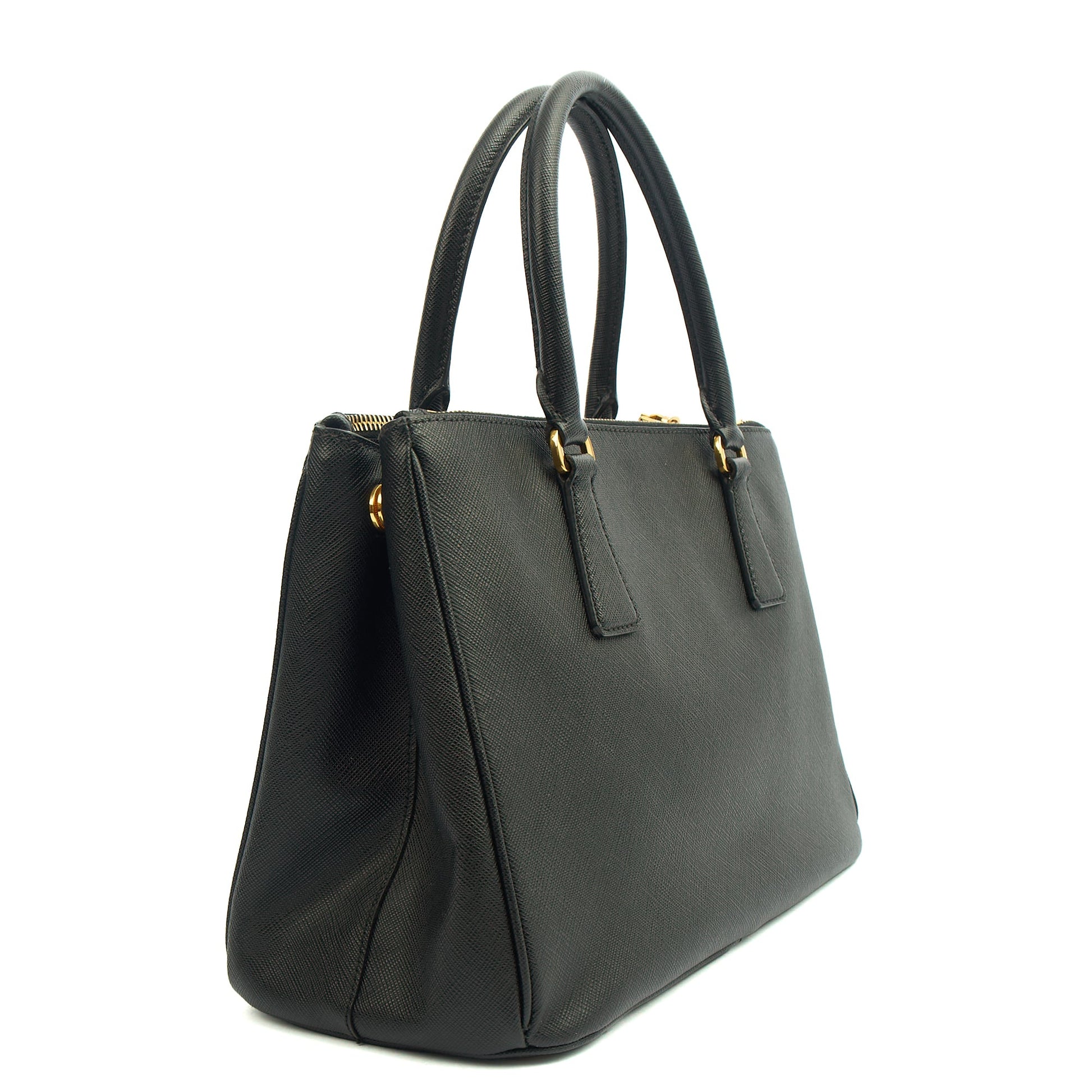 Prada Tote Galleria - Medium Double Zip Tote in Black, Saffiano Leather — Alternate View 9