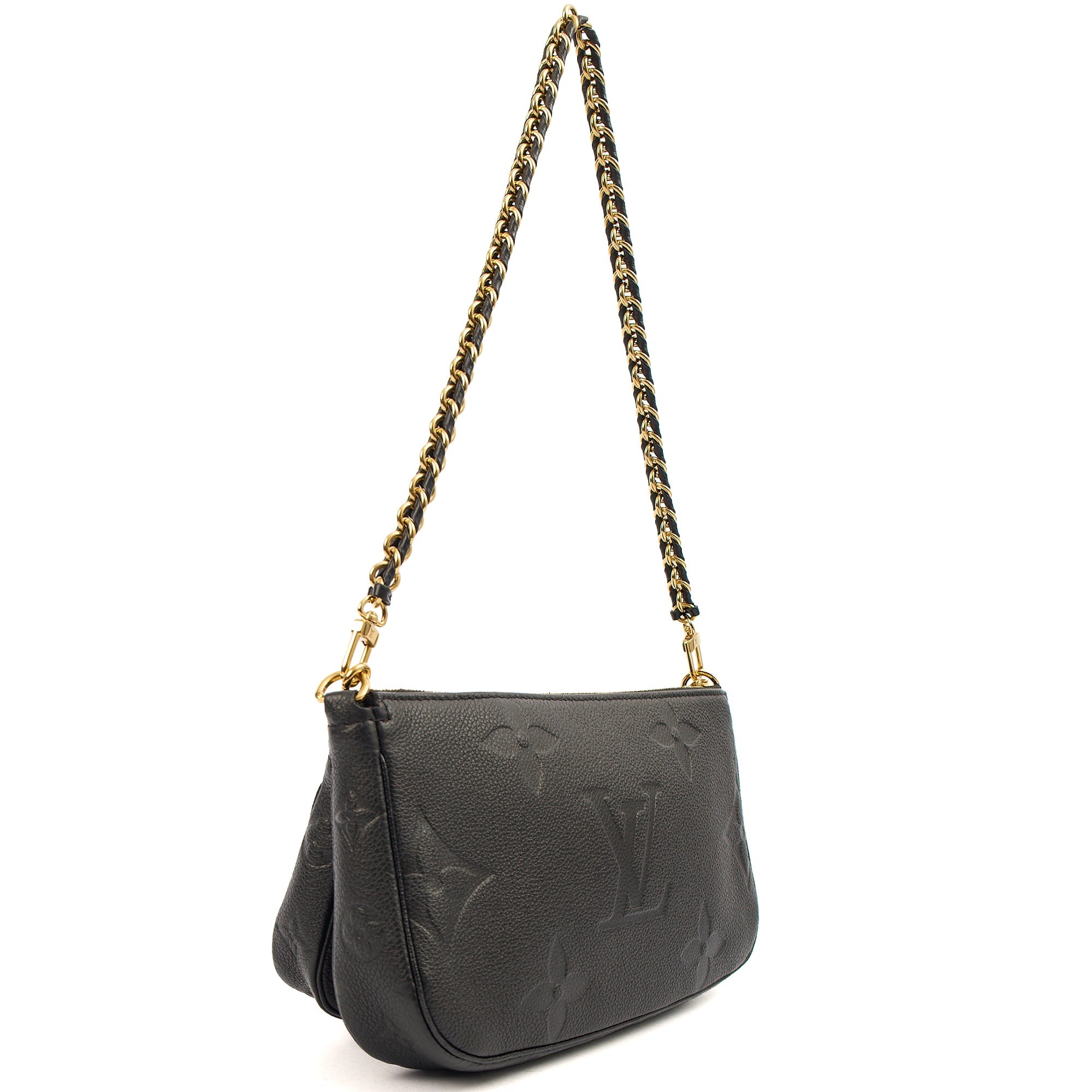 Louis Vuitton Cross Body Multi Pochette Accessoires in Black, Empreinte Leather — Back View