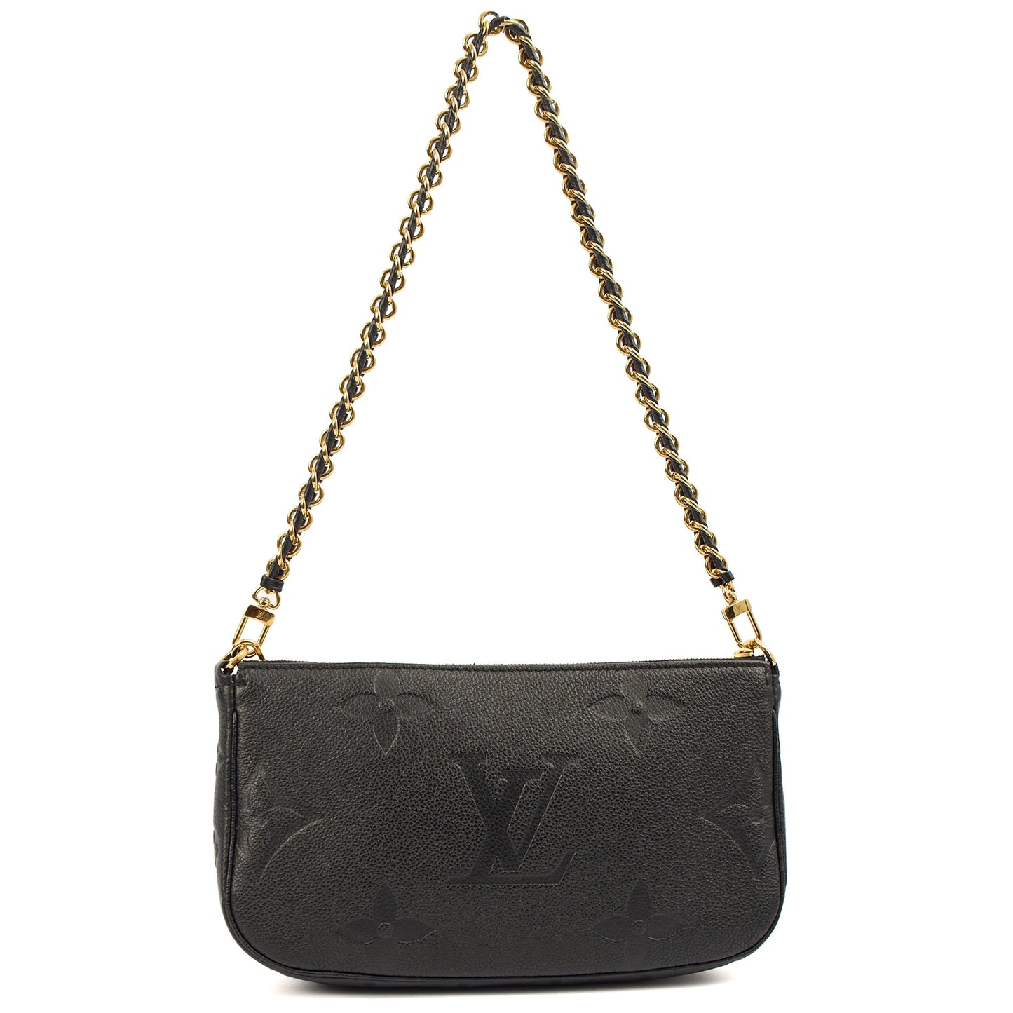 Louis Vuitton Cross Body Multi Pochette Accessoires in Black, Empreinte Leather — Top View