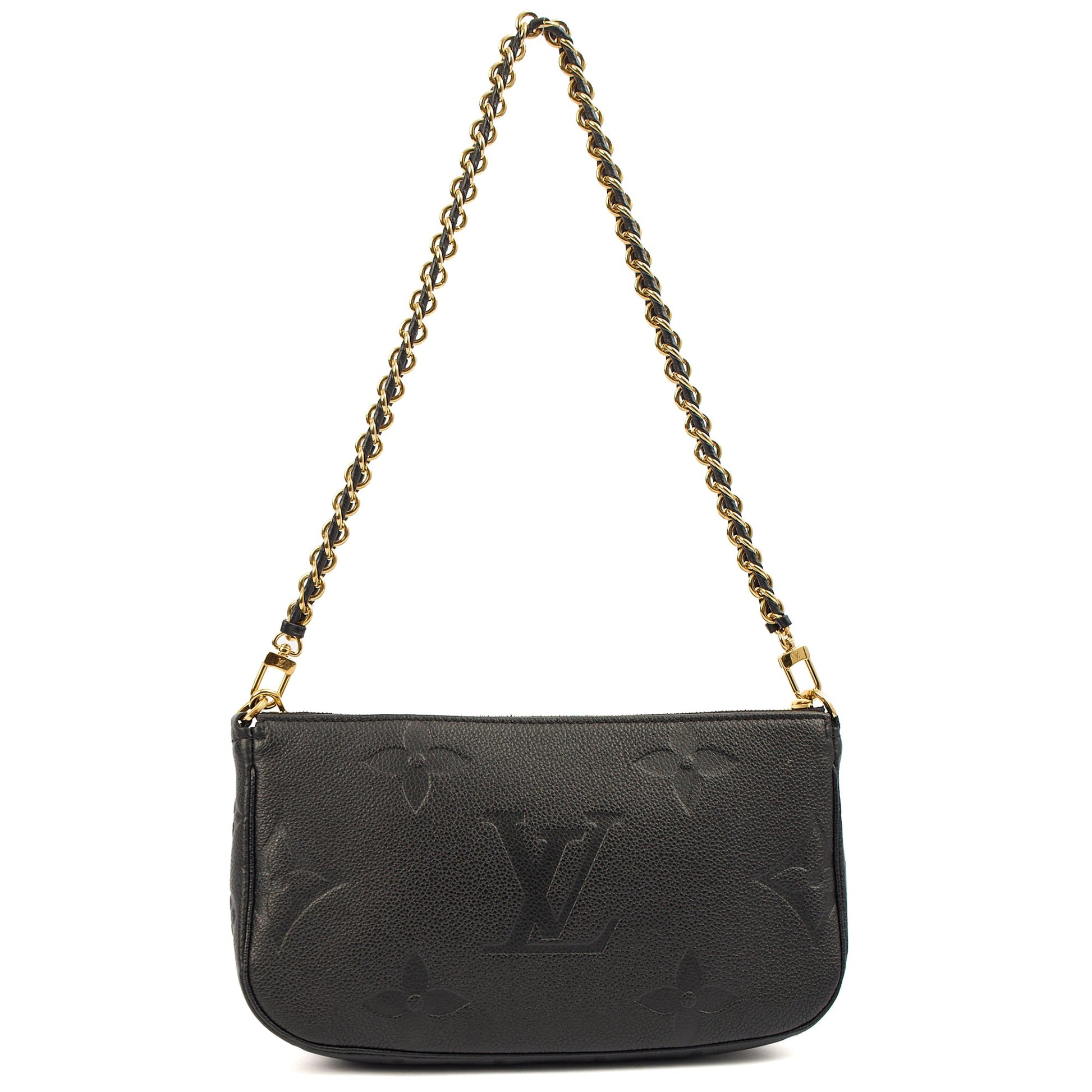Louis Vuitton Cross Body Multi Pochette Accessoires in Black, Empreinte Leather — Top View