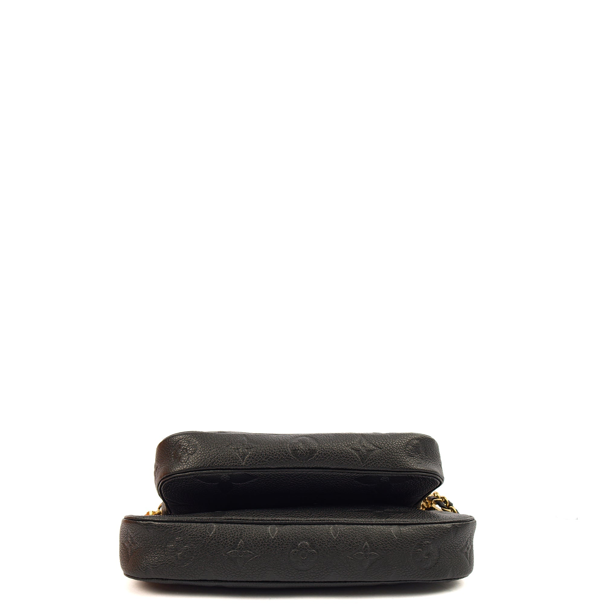Louis Vuitton Cross Body Multi Pochette Accessoires in Black, Empreinte Leather — Detail View