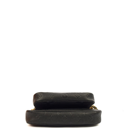 Louis Vuitton Cross Body Multi Pochette Accessoires in Black, Empreinte Leather — Detail View