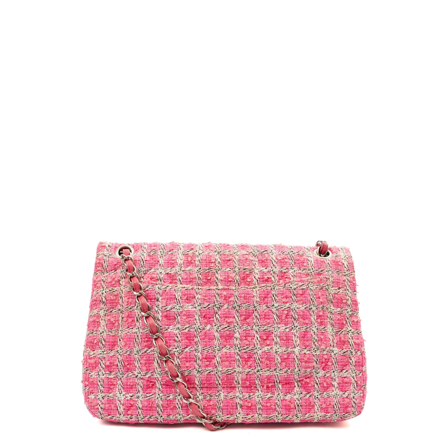 Chanel Shoulder Bag Classic Double Flap - Large in Pink, Tweed — Detail View