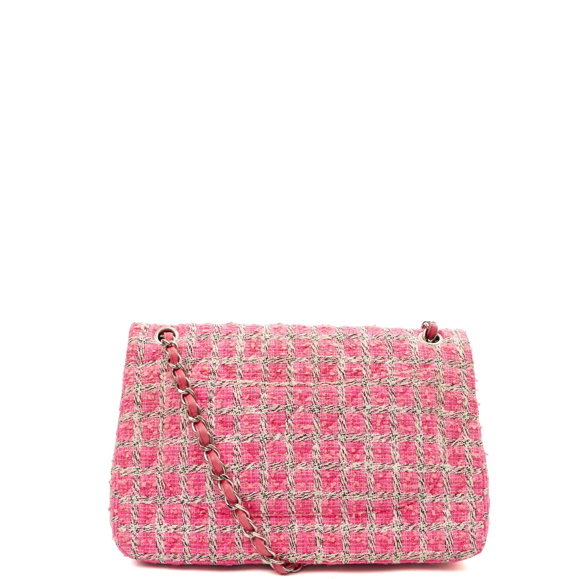 Chanel Shoulder Bag Classic Double Flap - Large in Pink, Tweed — Detail View