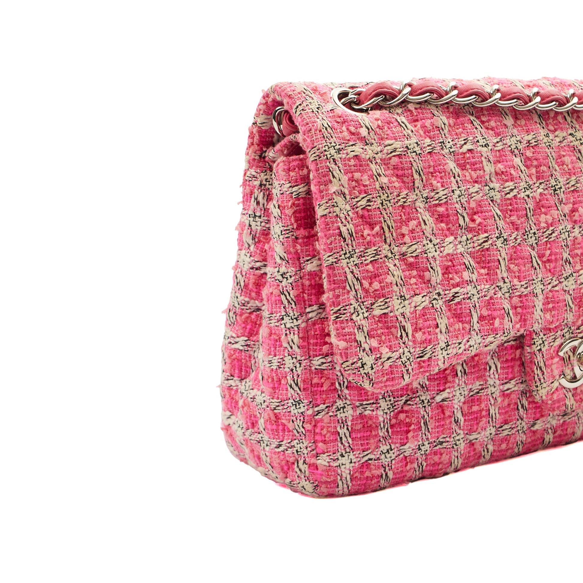 Chanel Shoulder Bag Classic Double Flap - Large in Pink, Tweed — Alternate View 9
