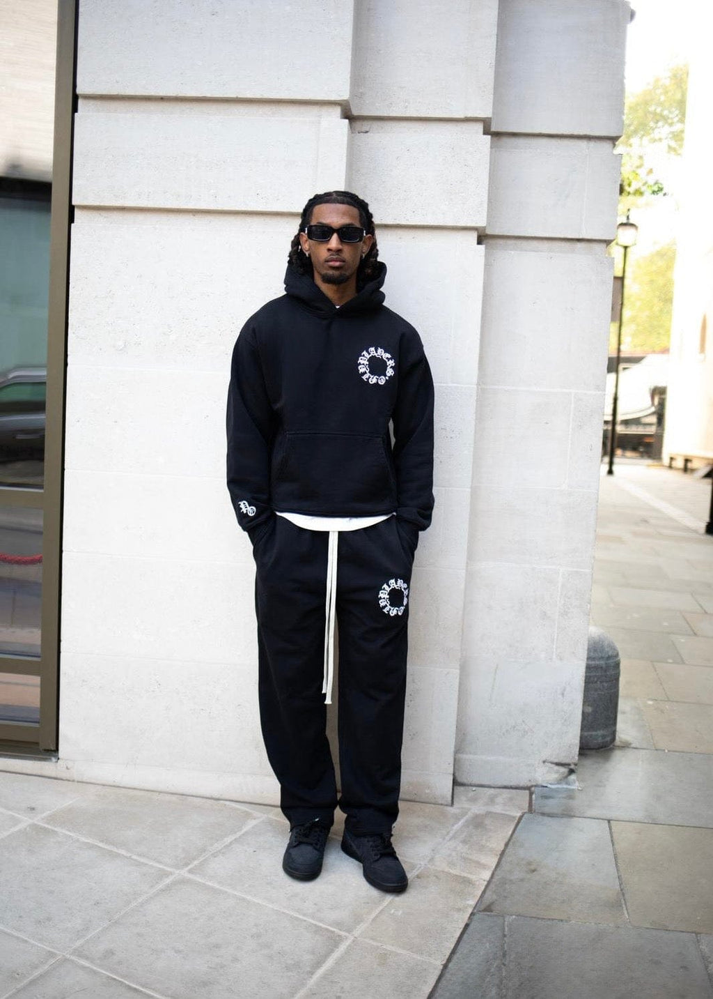 PLAYERS ONLY BLACK EMBROIDERED SWEATPANTS — Small — Top View