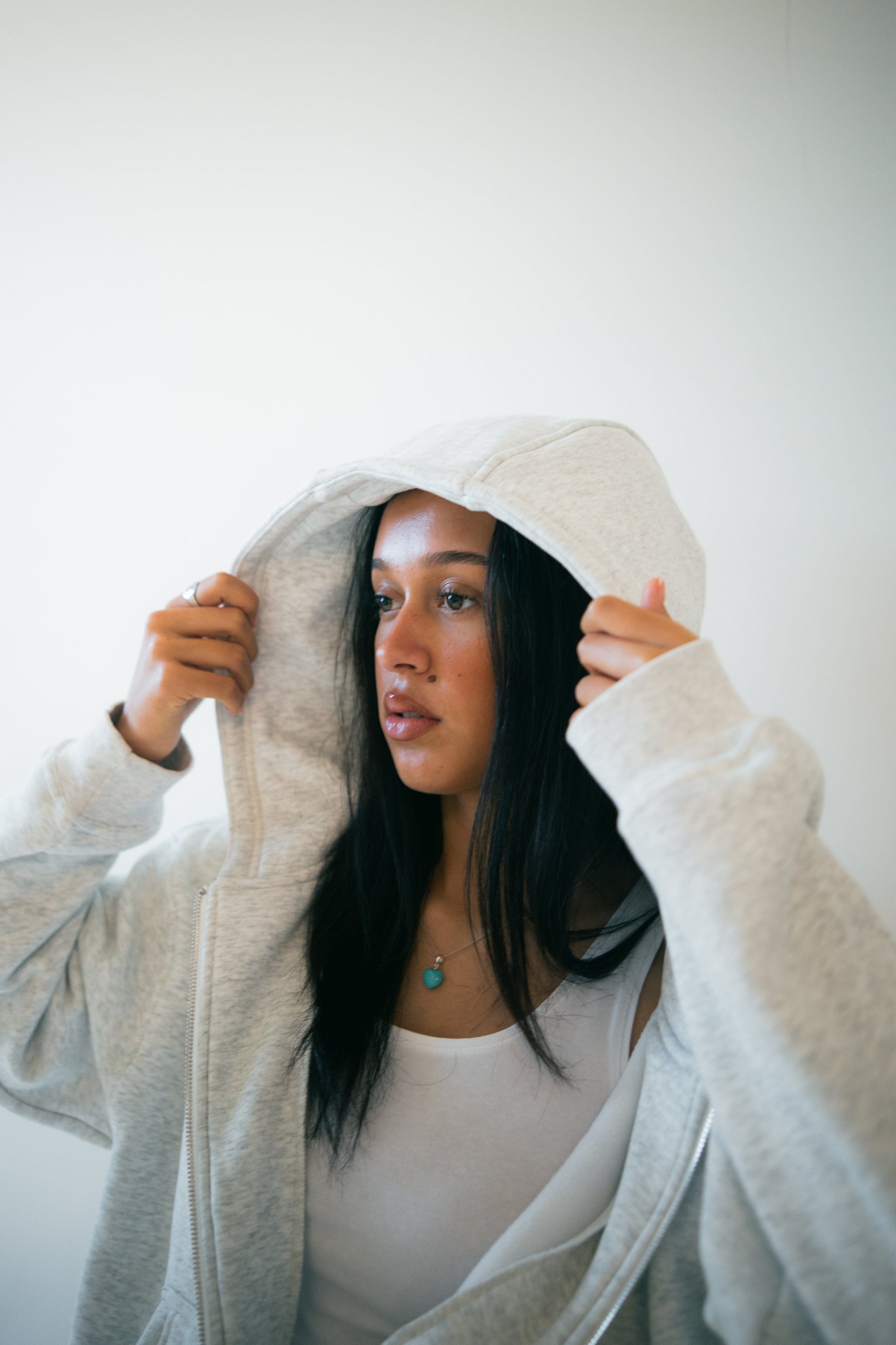 Star Emblem Zip Hoodie — S — Top View