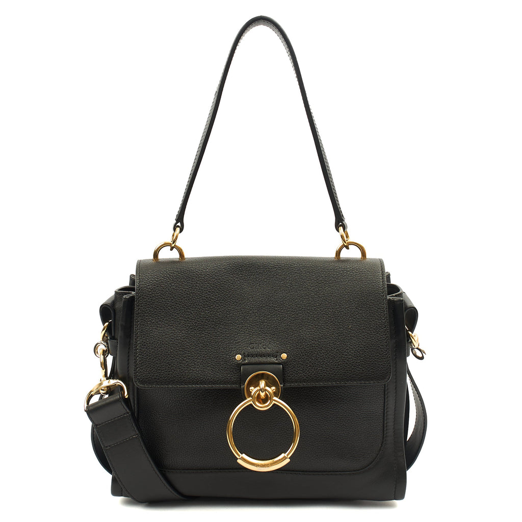 Chloe Top Handle Tess Day in Black, Leather — Front View