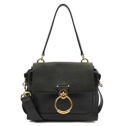 Chloe Top Handle Tess Day in Black, Leather — Front View