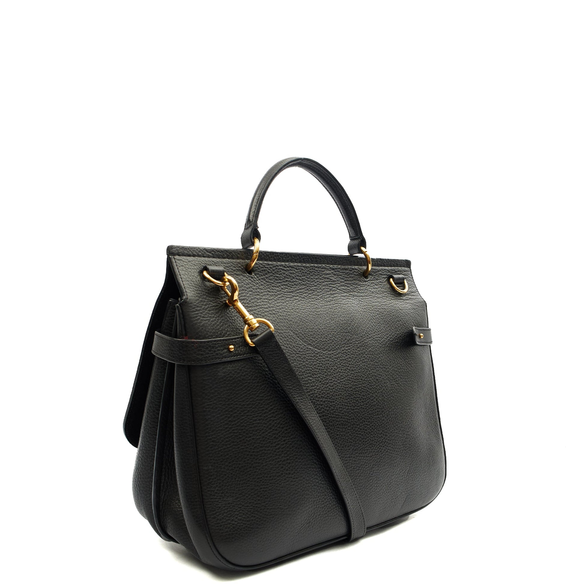 Mulberry Top Handle Amberley Satchel in Black, Calfskin Leather — Alternate View 9