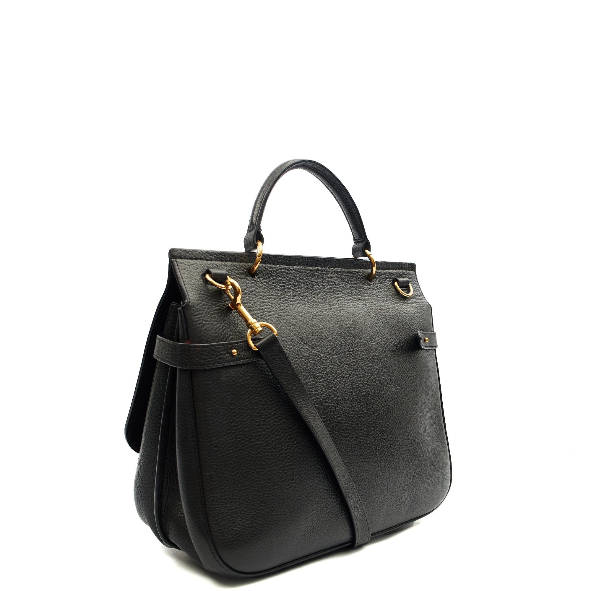 Mulberry Top Handle Amberley Satchel in Black, Calfskin Leather — Alternate View 9