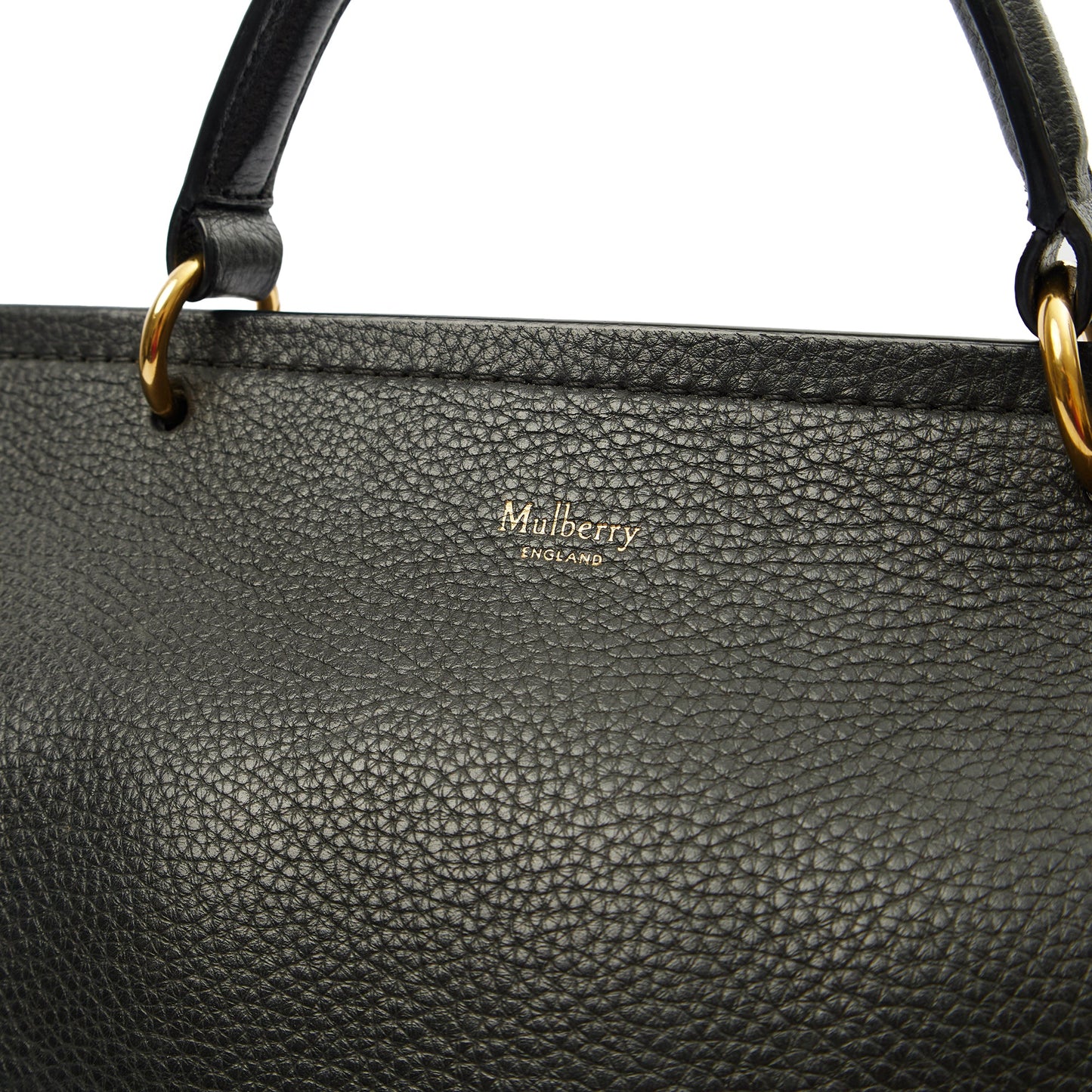 Mulberry Top Handle Amberley Satchel in Black, Calfskin Leather — Detail View