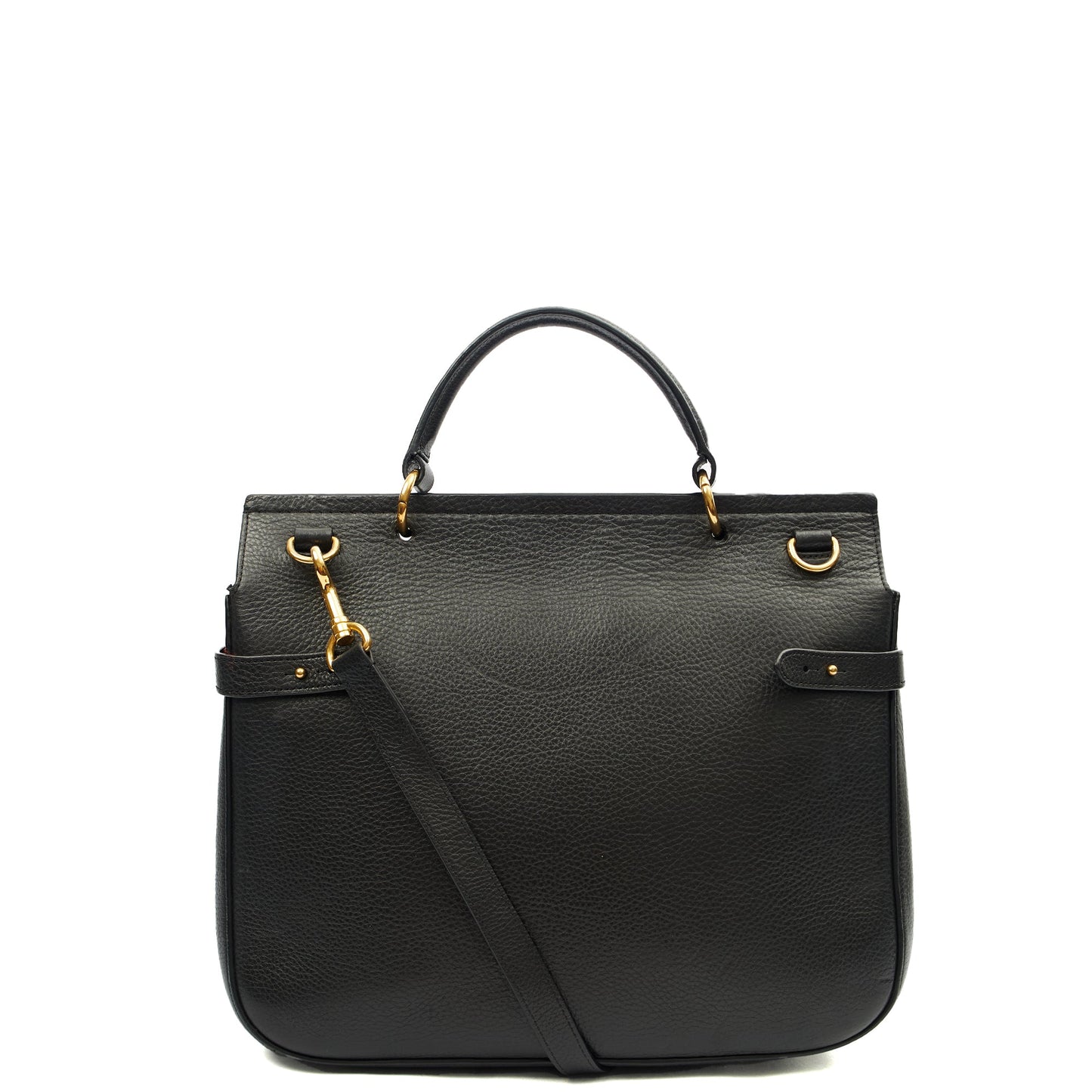 Mulberry Top Handle Amberley Satchel in Black, Calfskin Leather — Back View