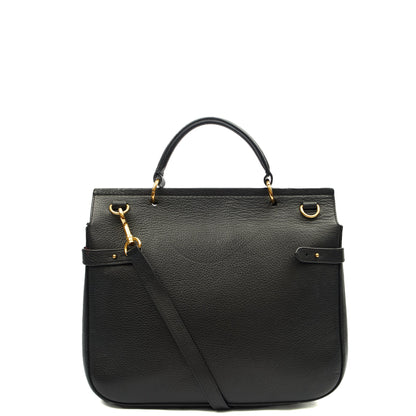 Mulberry Top Handle Amberley Satchel in Black, Calfskin Leather — Back View