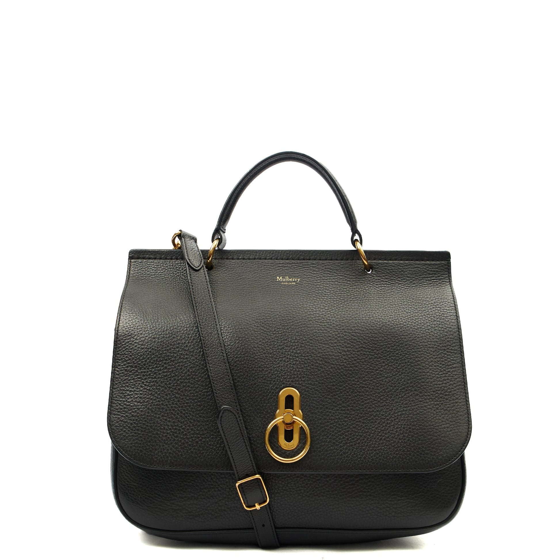 Mulberry Top Handle Amberley Satchel in Black, Calfskin Leather — Alternate View 8