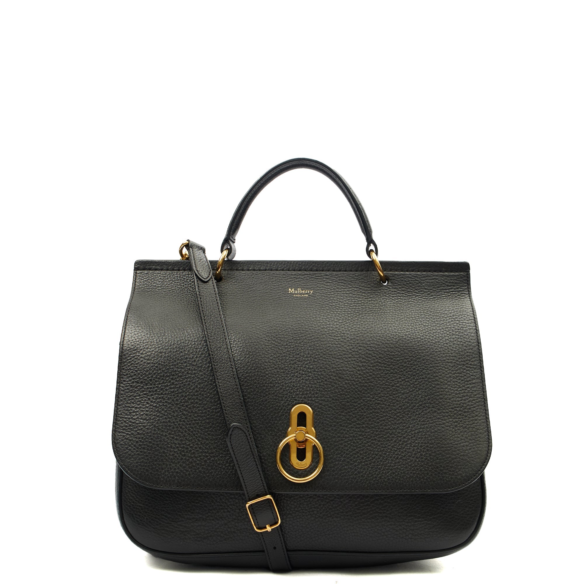 Mulberry Top Handle Amberley Satchel in Black, Calfskin Leather — Alternate View 8