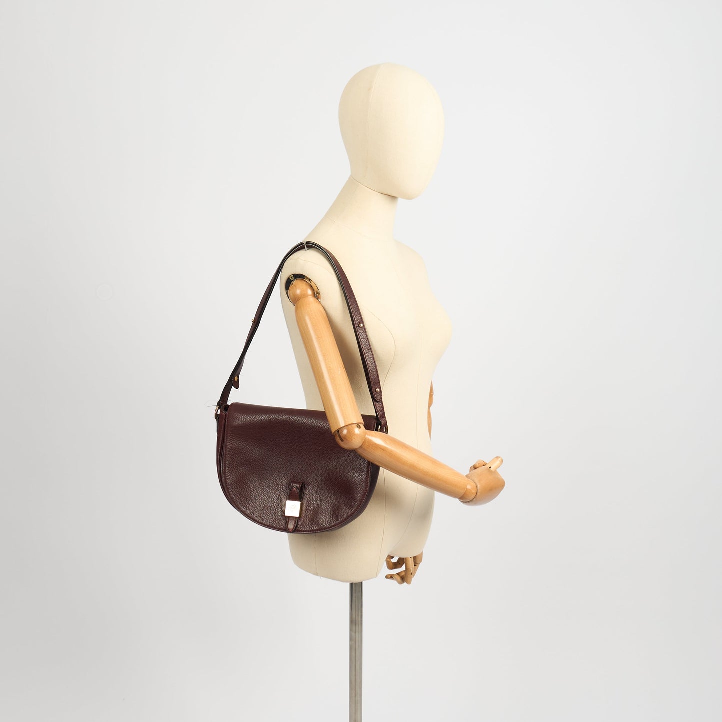Mulberry Cross Body Tessie Satchel in Burgundy, Calfskin Leather — Side View