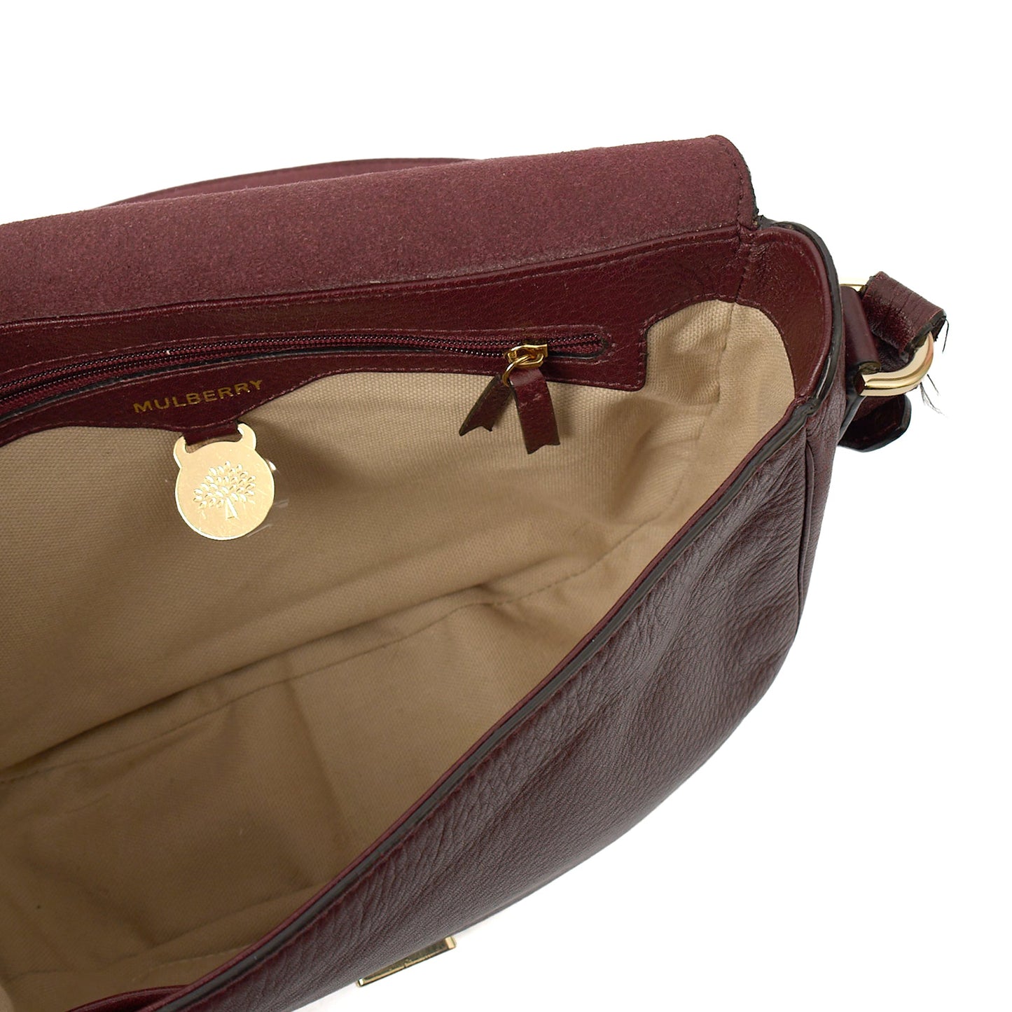 Mulberry Cross Body Tessie Satchel in Burgundy, Calfskin Leather — Alternate View 7