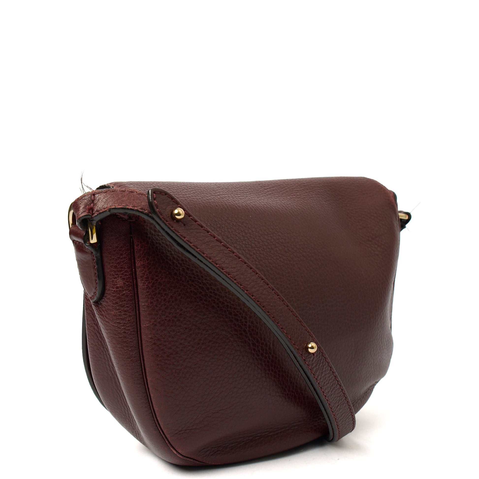 Mulberry Cross Body Tessie Satchel in Burgundy, Calfskin Leather — Back View