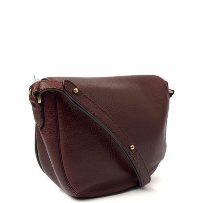 Mulberry Cross Body Tessie Satchel in Burgundy, Calfskin Leather — Back View