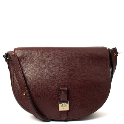 Mulberry Cross Body Tessie Satchel in Burgundy, Calfskin Leather — Front View