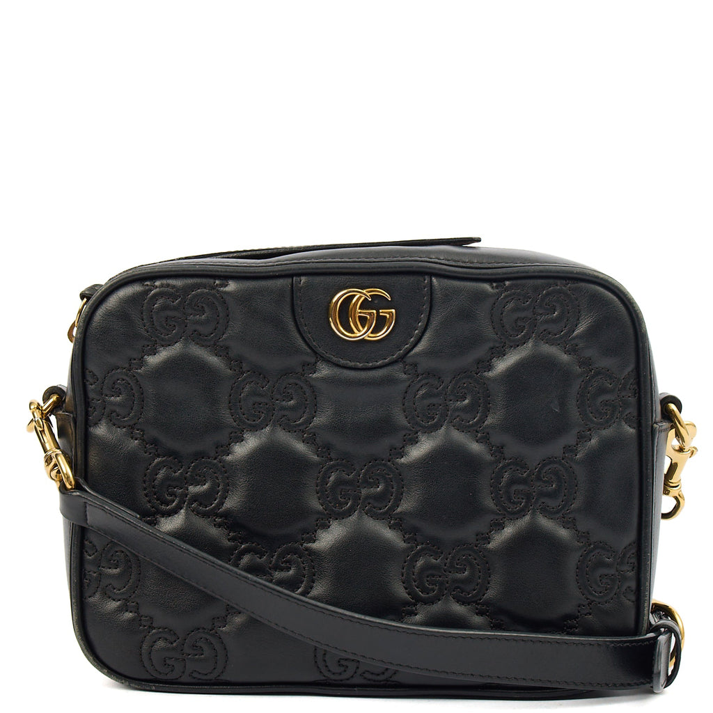 Gucci Cross Body GG Matelasse Small in Black, Leather — Front View