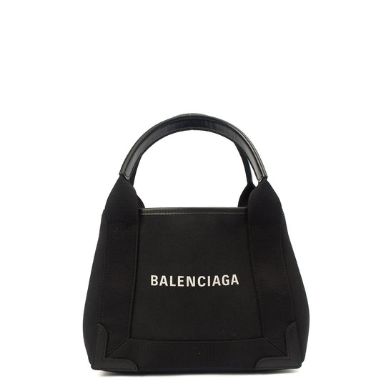 Balenciaga Tote Cabas XS in Black, Fabric — Front View