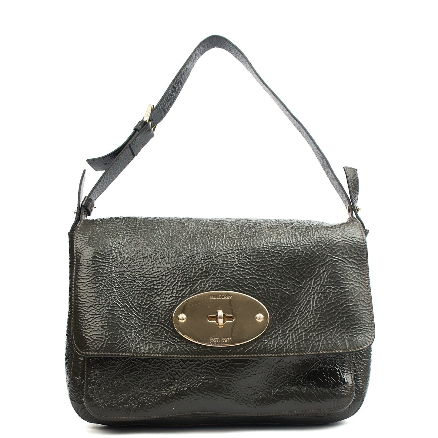 Mulberry Satchel Bayswater - Oversized Clutch in Grey, Patent Leather — Alternate View 7