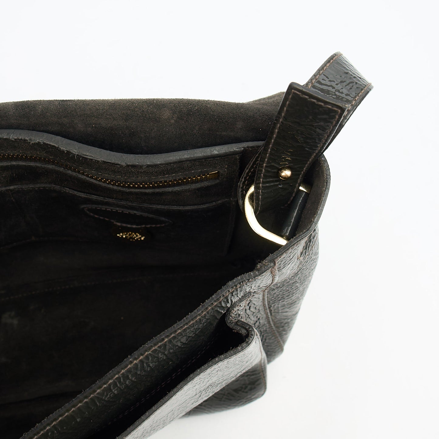 Mulberry Satchel Bayswater - Oversized Clutch in Grey, Patent Leather — Detail View