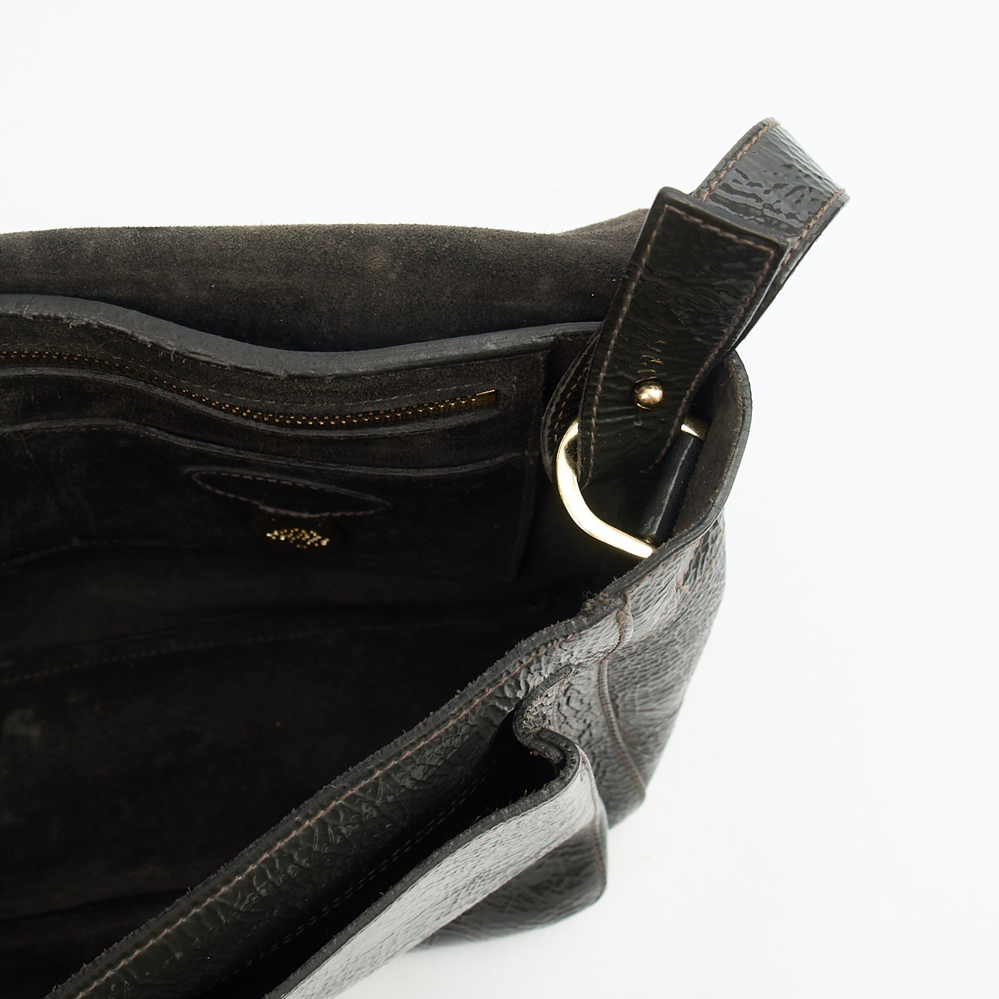 Mulberry Satchel Bayswater - Oversized Clutch in Grey, Patent Leather — Alternate View 11