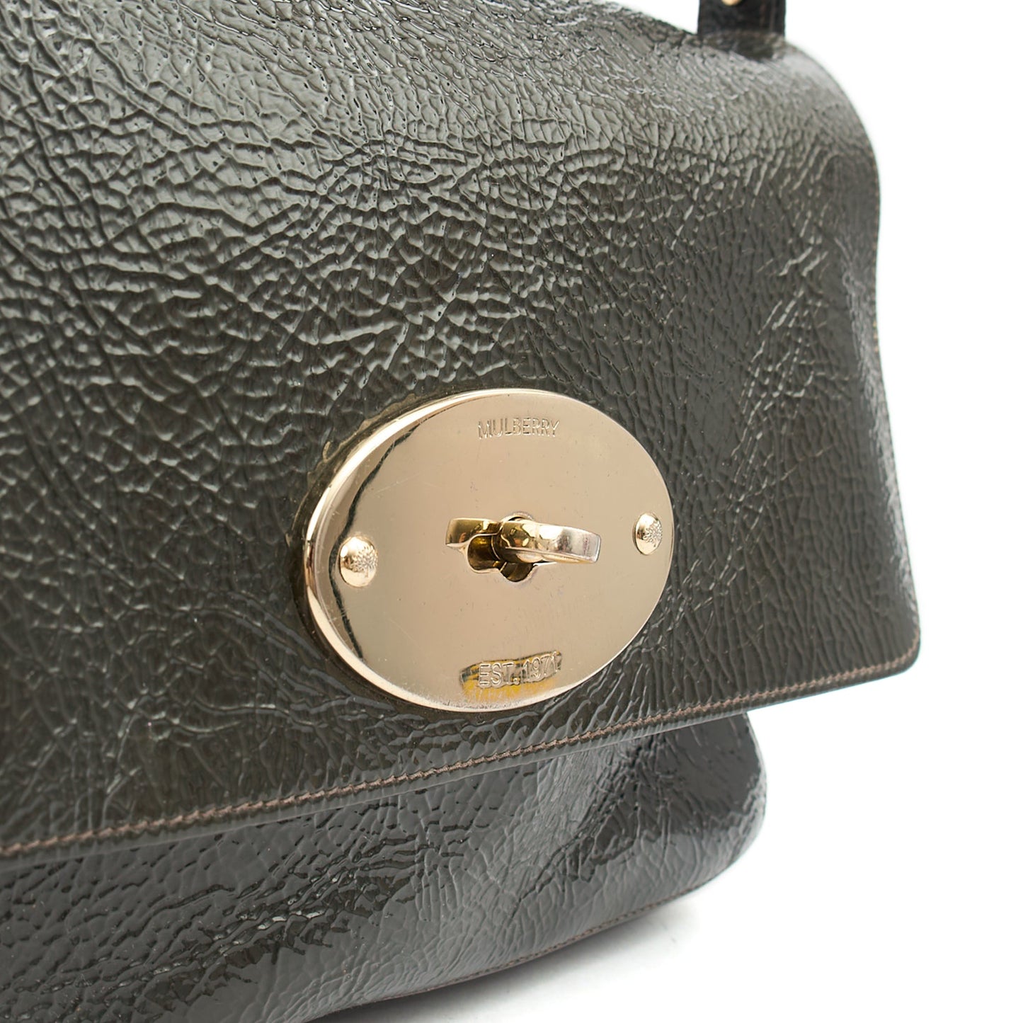 Mulberry Satchel Bayswater - Oversized Clutch in Grey, Patent Leather — Alternate View 12