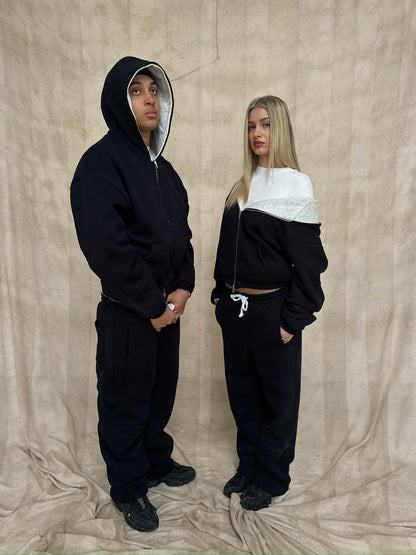 KAIZEN MARKET GREY/BLACK REVERSIBLE ZIP HOODIE — XS — Detail View