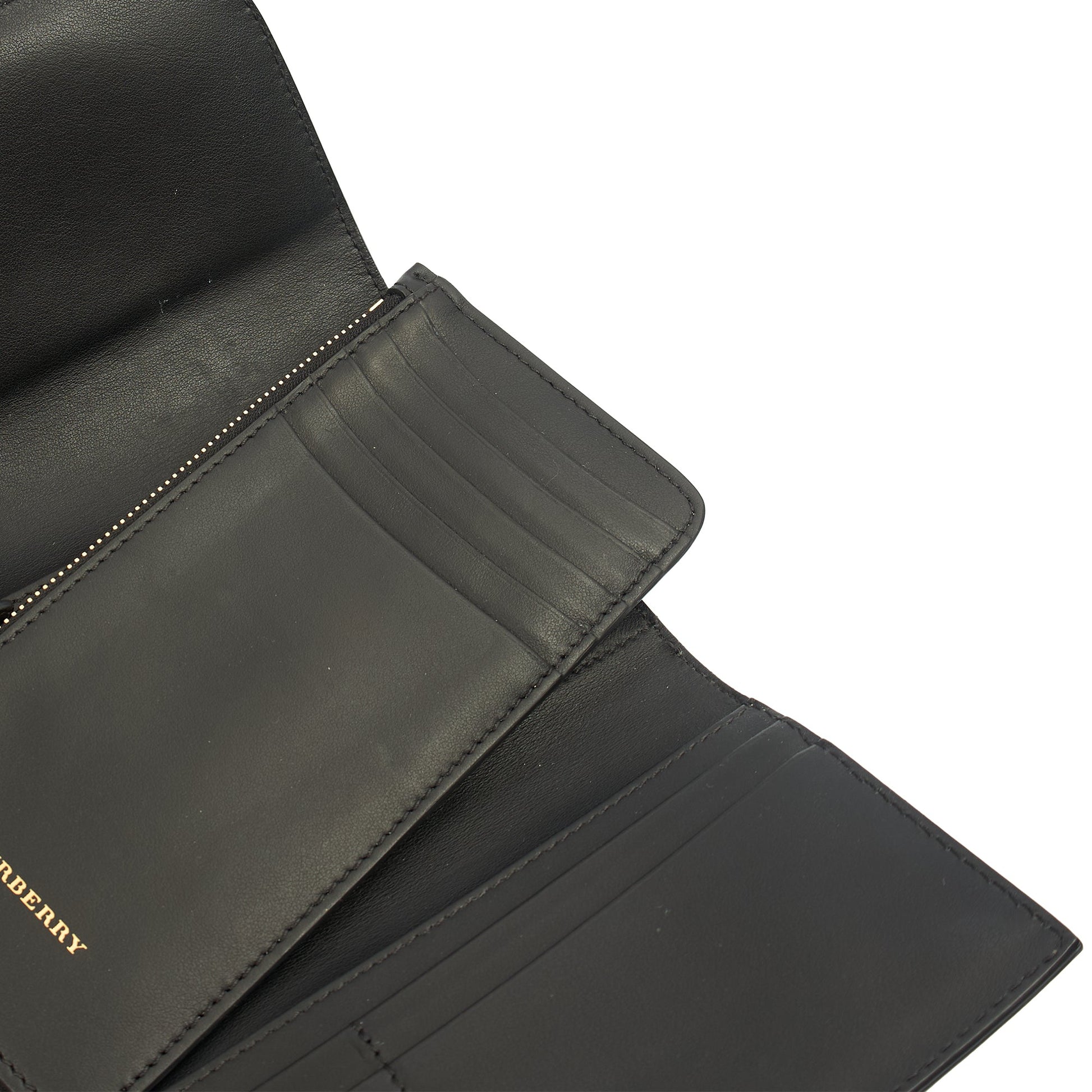 Burberry Wallet Wallet in Black, Leather — Detail View