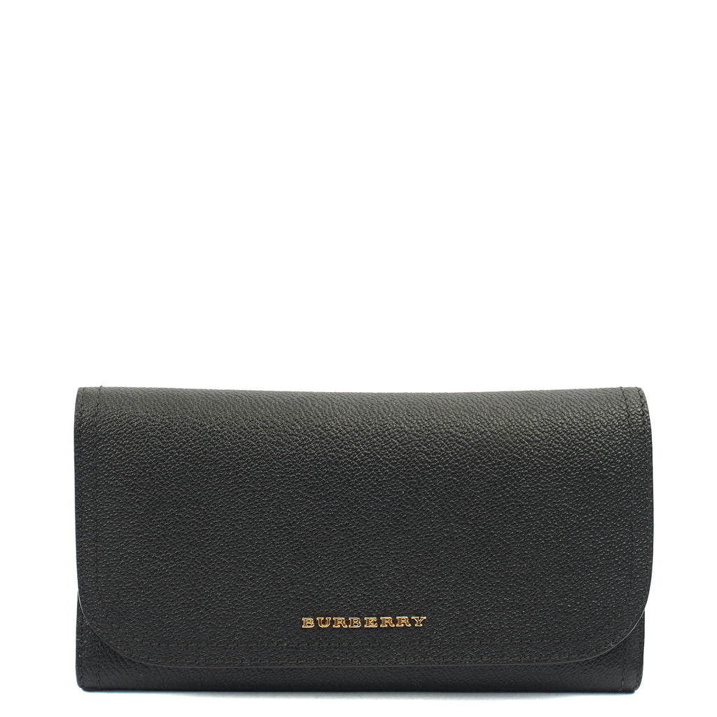 Burberry Wallet Wallet in Black, Leather — Front View