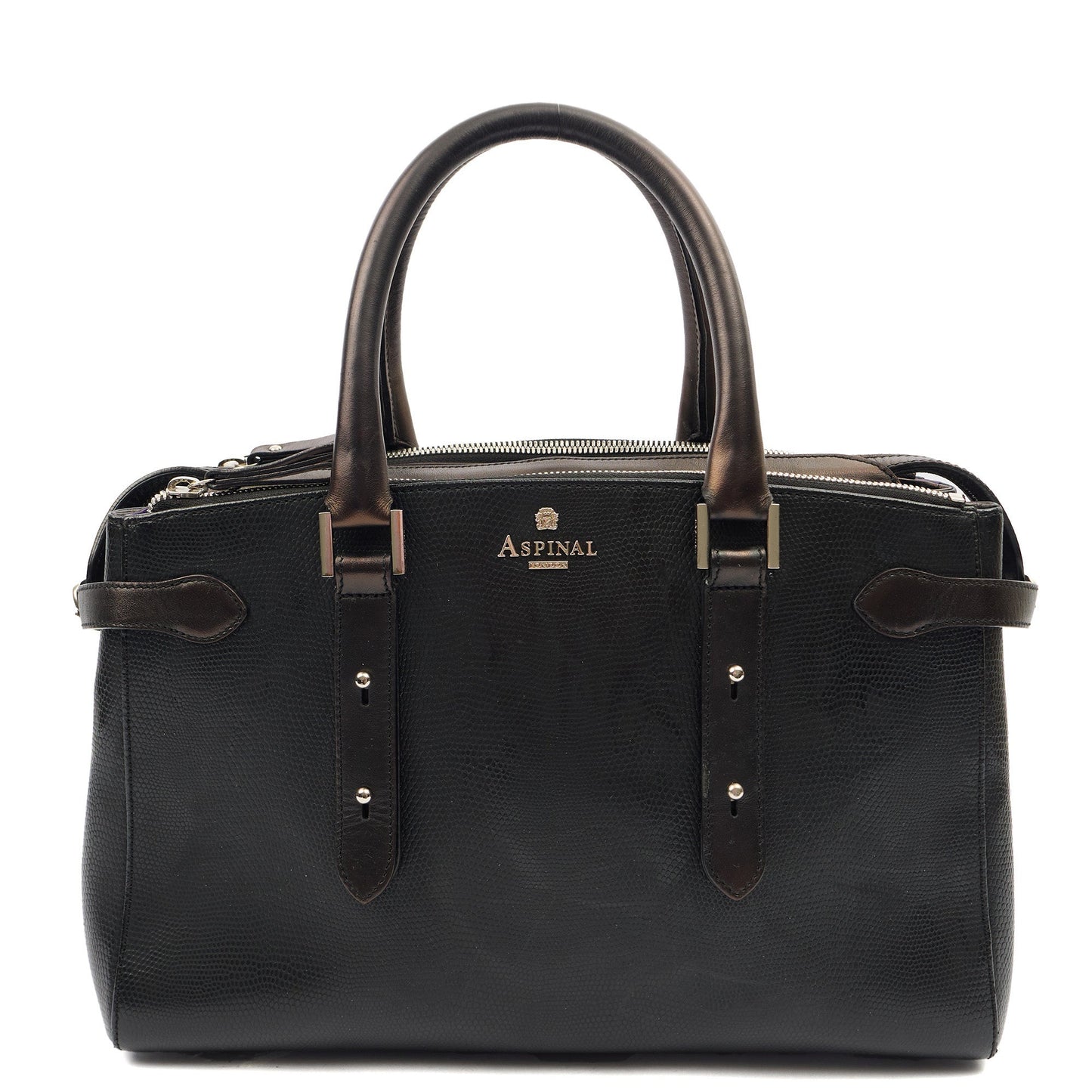 Aspinal of London Top Handle Brook Street  in Black, Leather — Front View