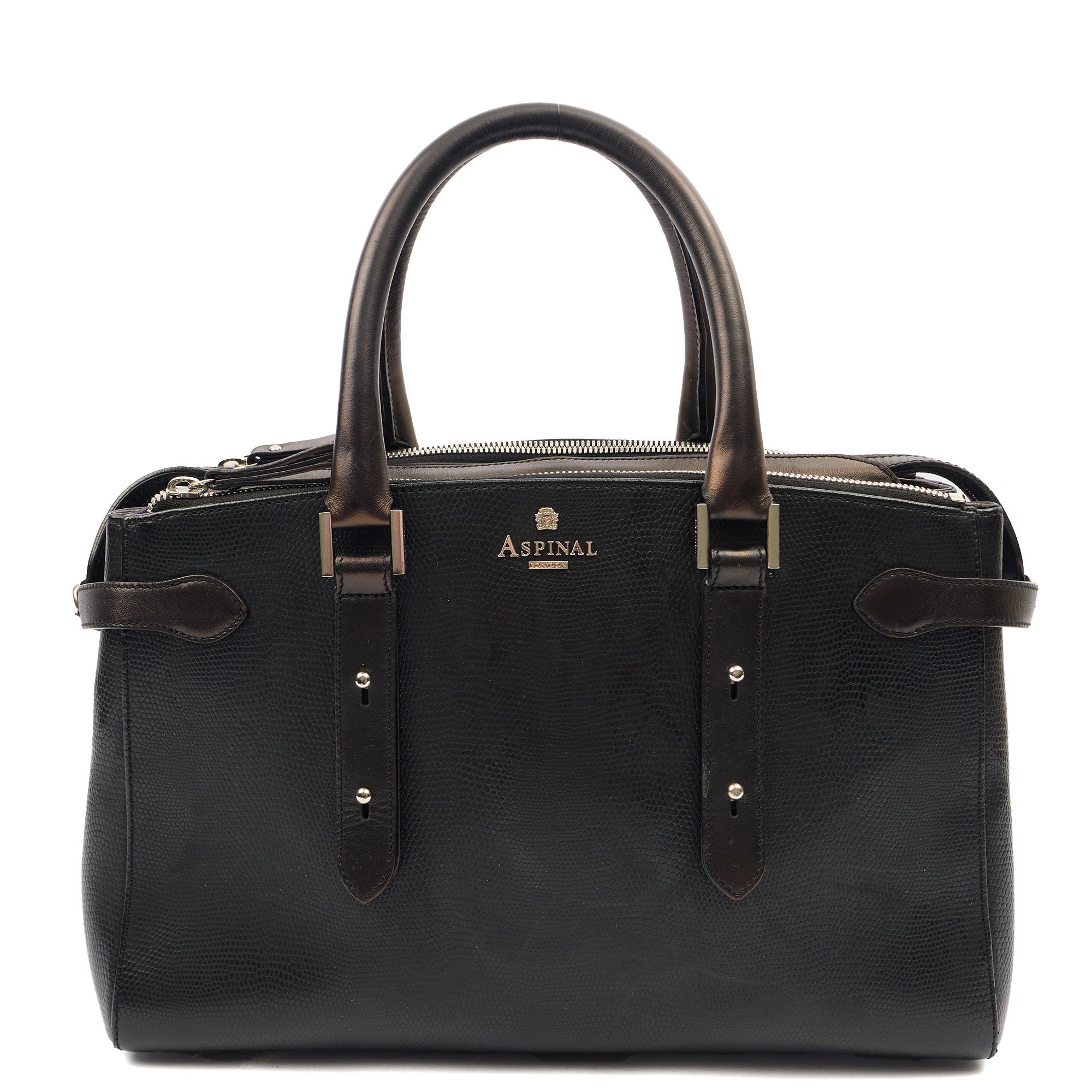 Aspinal of London Top Handle Brook Street  in Black, Leather — Front View