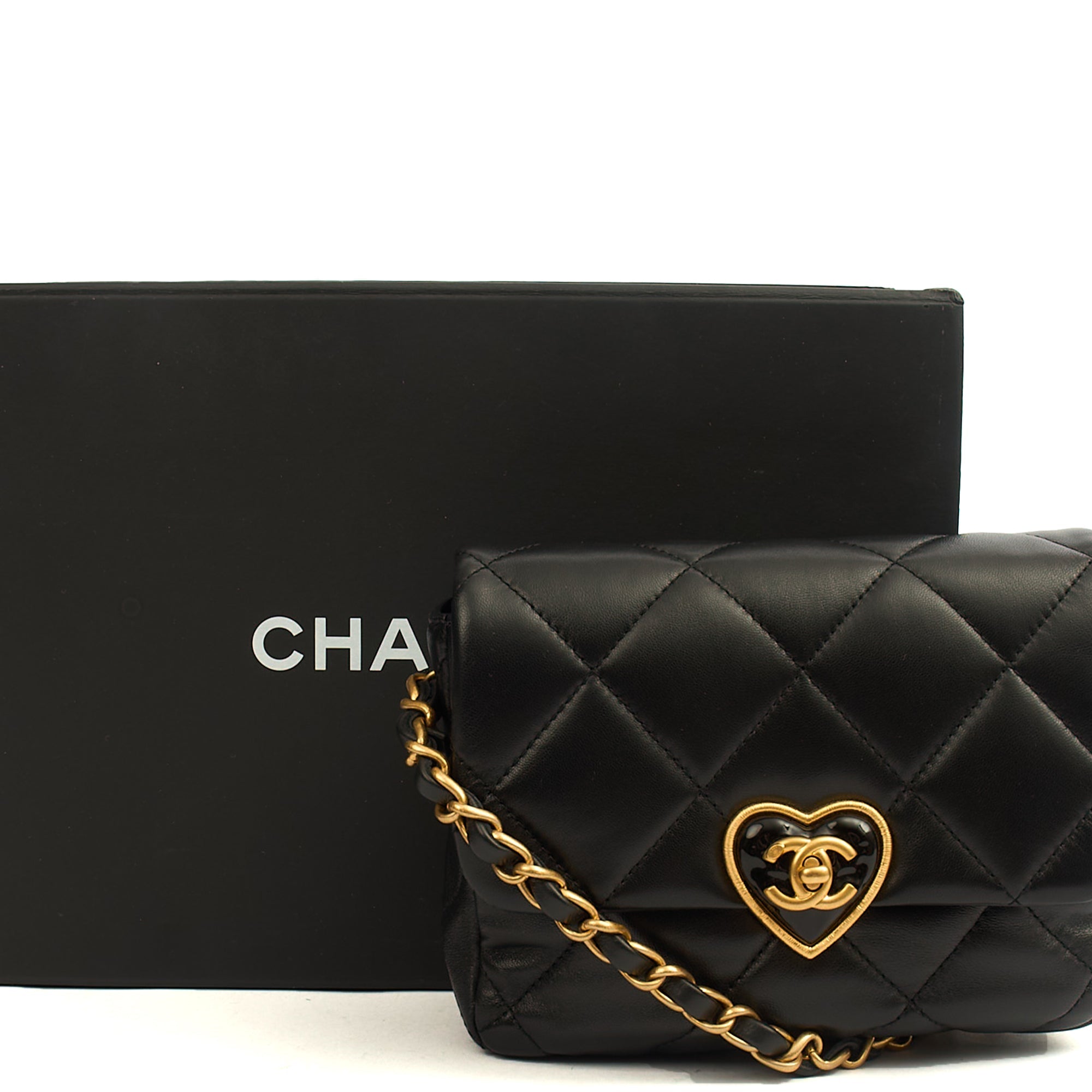 Chanel Cross Body Round Crossbody in Black, Lambskin Leather — Side View