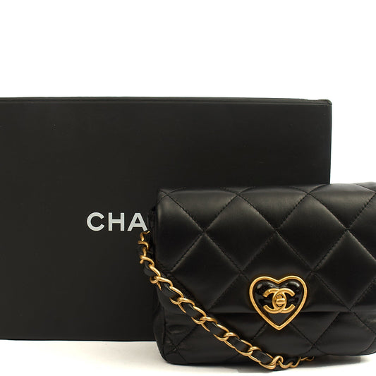 Chanel Cross Body Round Crossbody in Black, Lambskin Leather — Side View